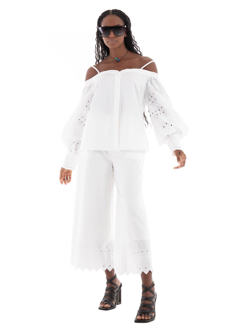 Karl Lagerfeld Embroidered Pants - White