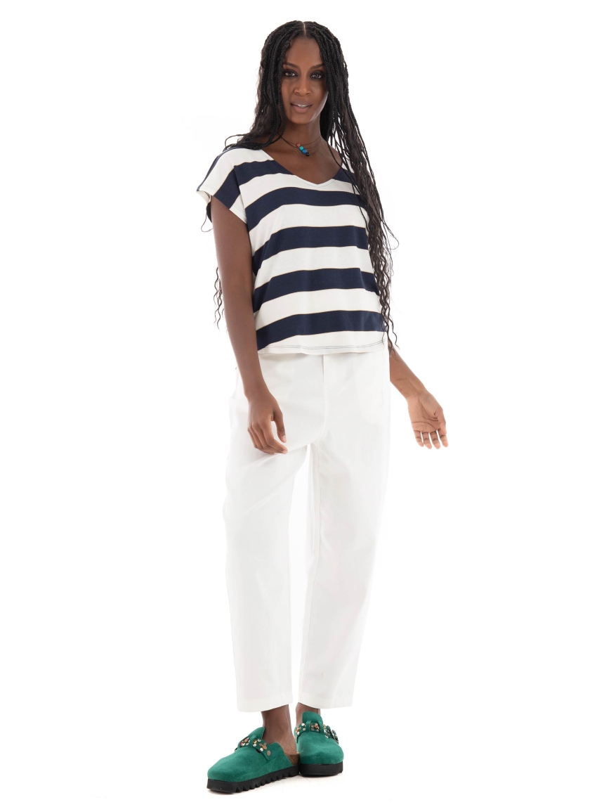 Black & Black Pants - White