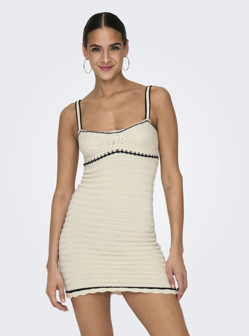 Only Minnie Life Sweetheart Knit Dress - Ecru