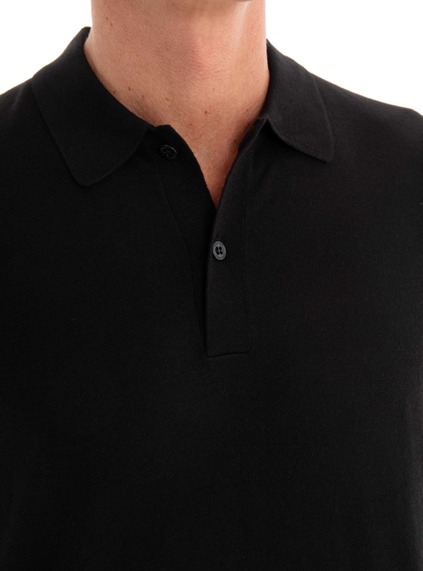 Calvin Klein Cotton Silk Polo Shirt - Black