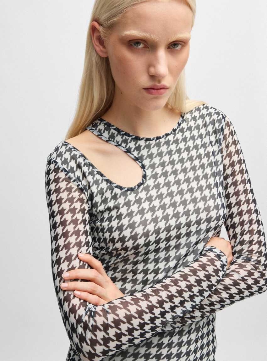 HUGO Cut Out Mesh Dress Nalusia - Black