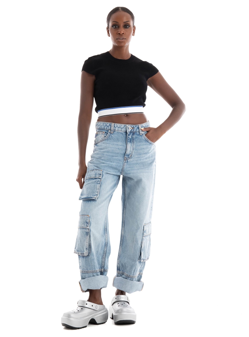 HUGO Knitted Crop Top Succore_B - Black