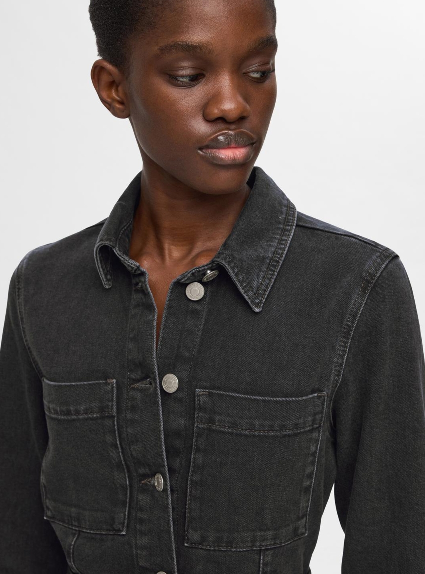 Selected Roby Long Shirt Dress - Black