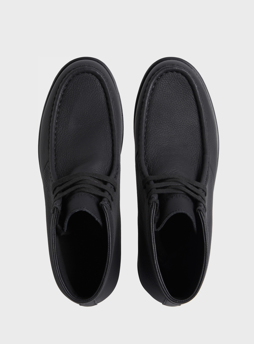 Calvin Klein Leather Apron Toe Boots - Black