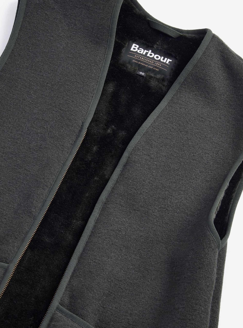 Barbour Warm Pile Waistcoat/Zip-In Liner - Dark Olive Green