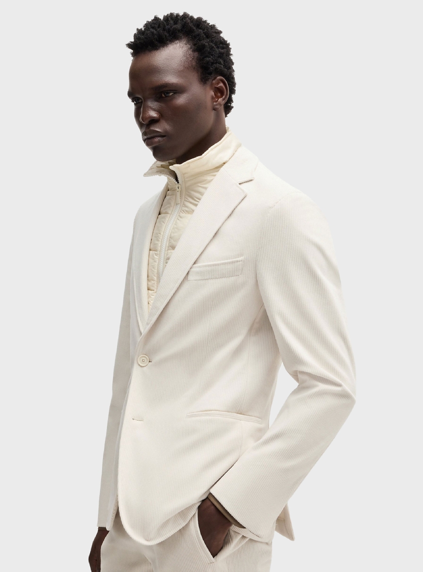 BOSS Slim Fit Blazer P-Hanry-Bib-N-244 - Ecru