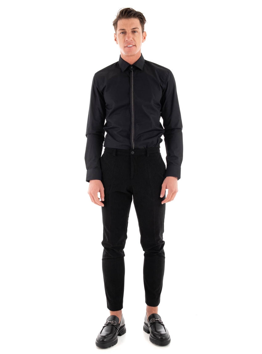 BOSS Performance Stretch Corduroy Slim Fit Trousers P-Genius-CW-WG-244 - Black