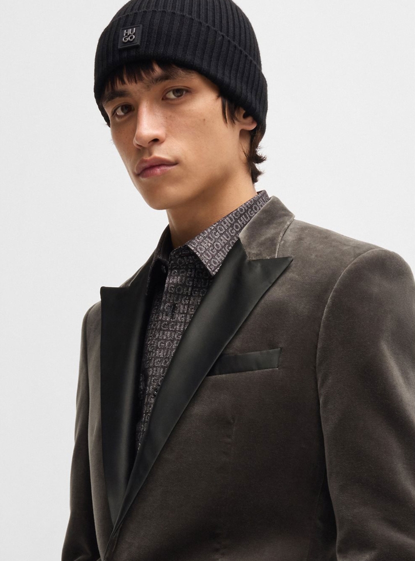 HUGO Slim Fit Blazer Velvet Henry244E1X - Grey