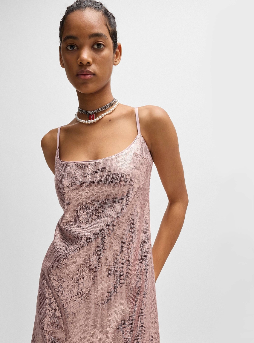 HUGO Sequin Slim Fit Dress Kametta-1 - Pink