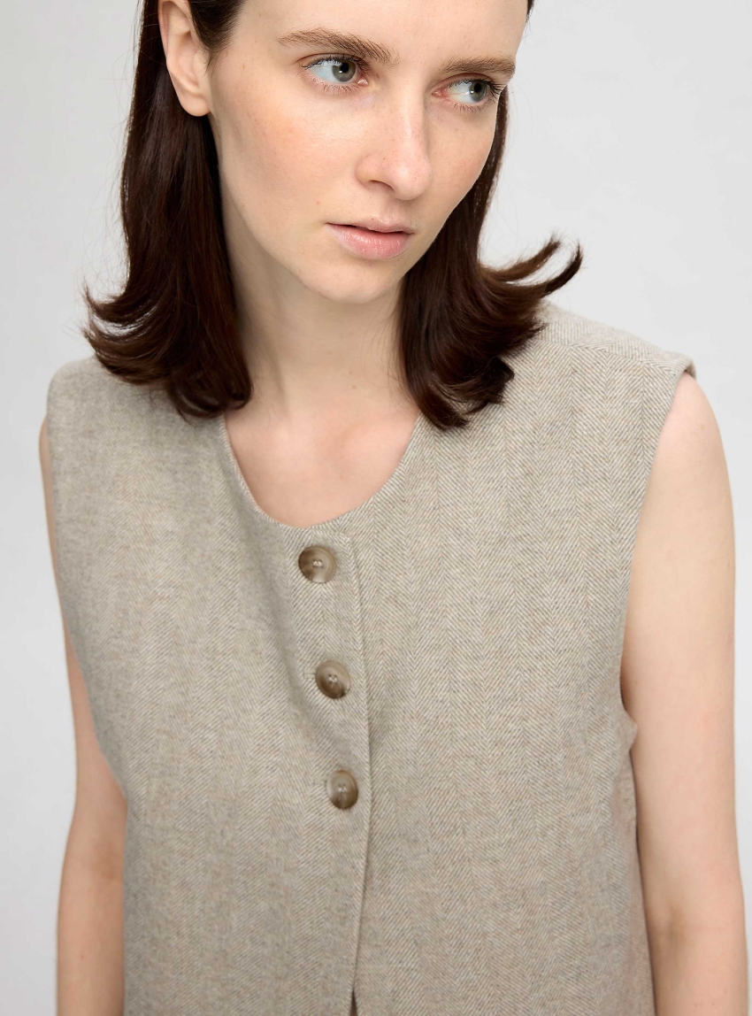 Selected Vivie Vest - Light Beige