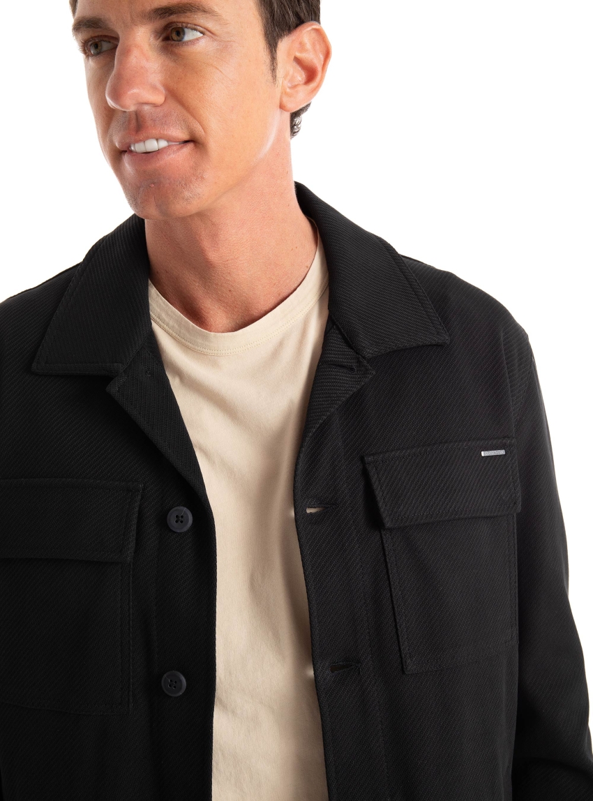 Antony Morato Oslo Straigth Fit In Stretch Twill Cotton Overshirt - Black
