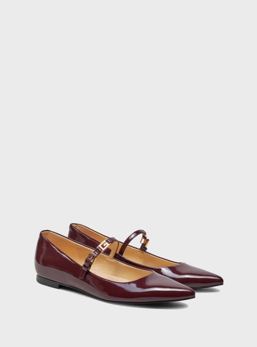 Guess Dannel Patent Ballet Pumps - Wine