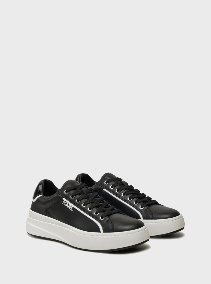 Karl Lagerfeld Kronos Lo Lace Leather Sneakers - Black