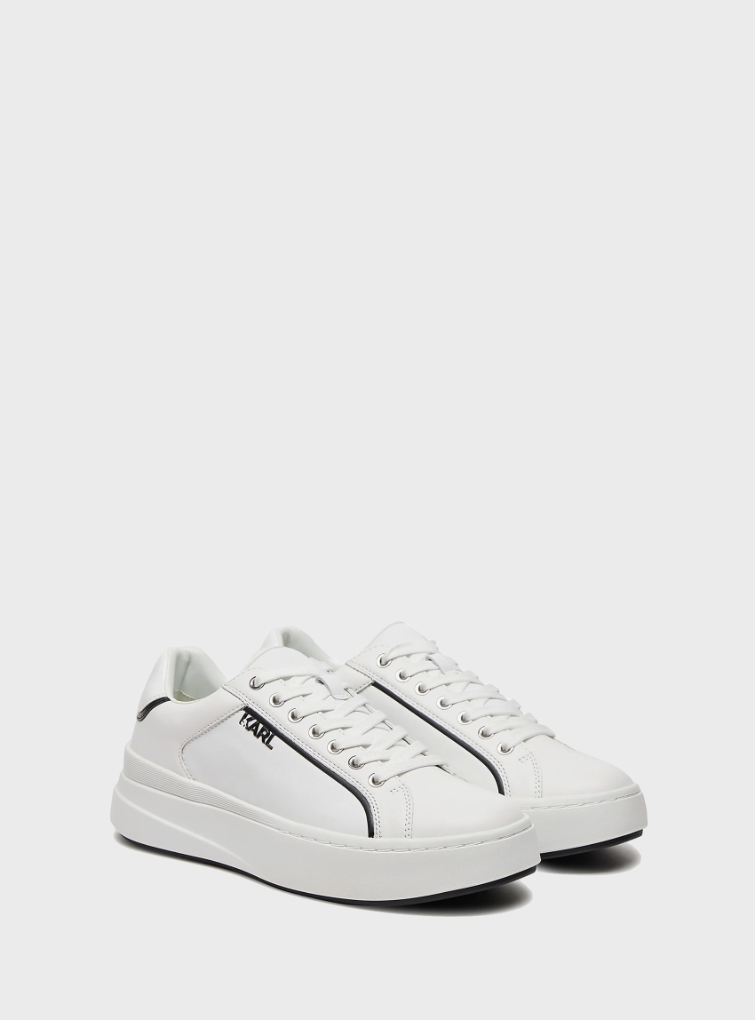 Karl Lagerfeld Kronos Lo Lace Leather Sneakers - White