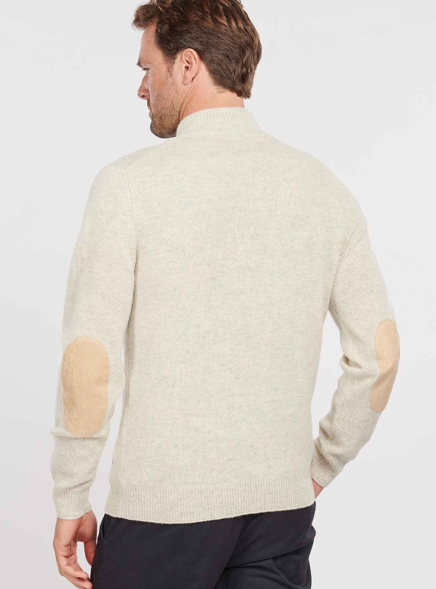 Barbour Essential Elbow Patch Jumper - Ecru