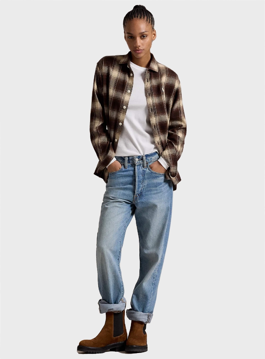 Polo Ralph Lauren Relaxed Fit Plaid Cotton Shirt - Brown