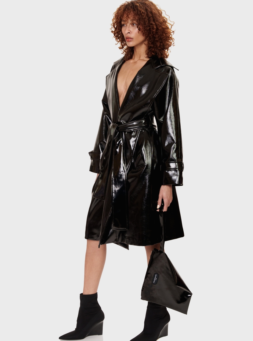 Collectiva Noir Monocle Trench Coat - Black
