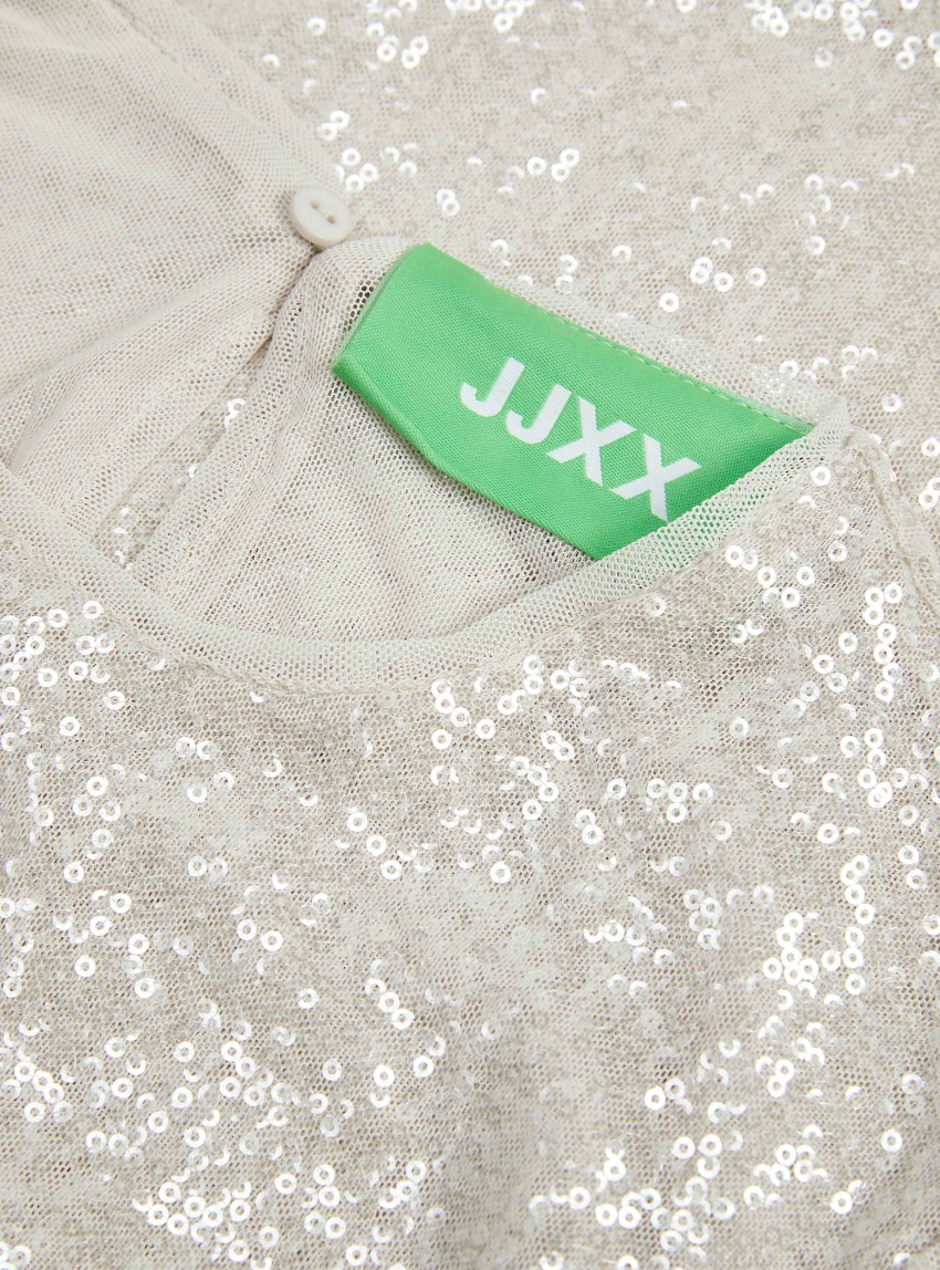 JJXX Mia Sequin Top - Silver