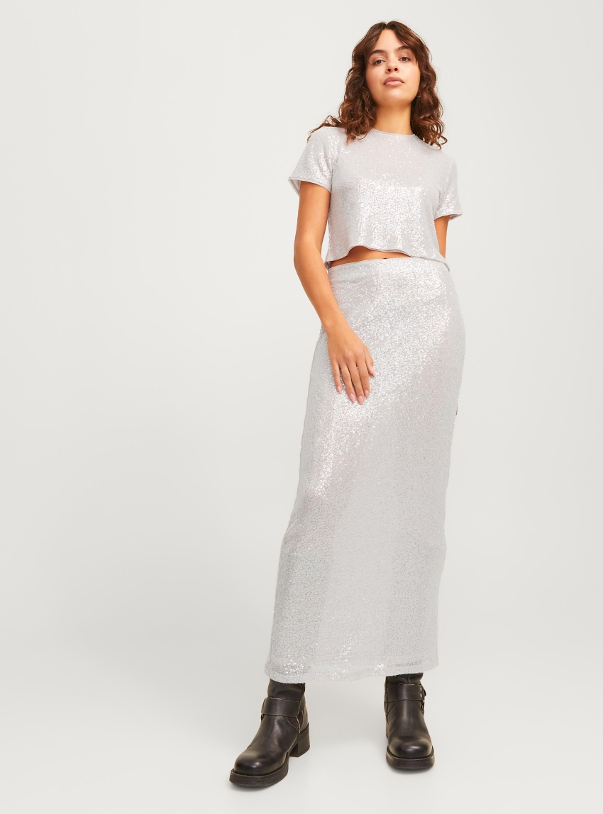 JJXX Mia Sequin Skirt - Silver