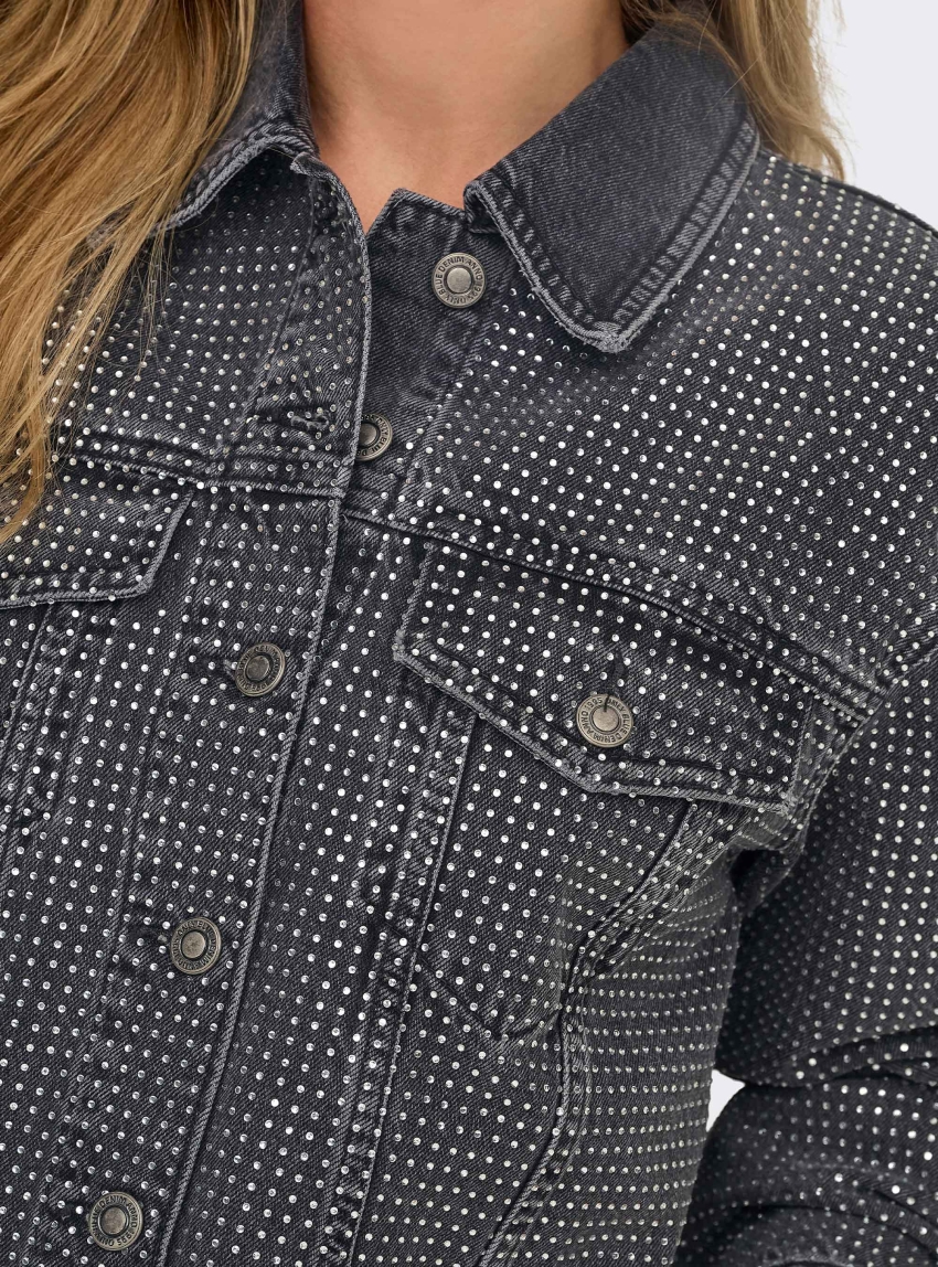 Only Hudson Deco Denim Jacket - Grey