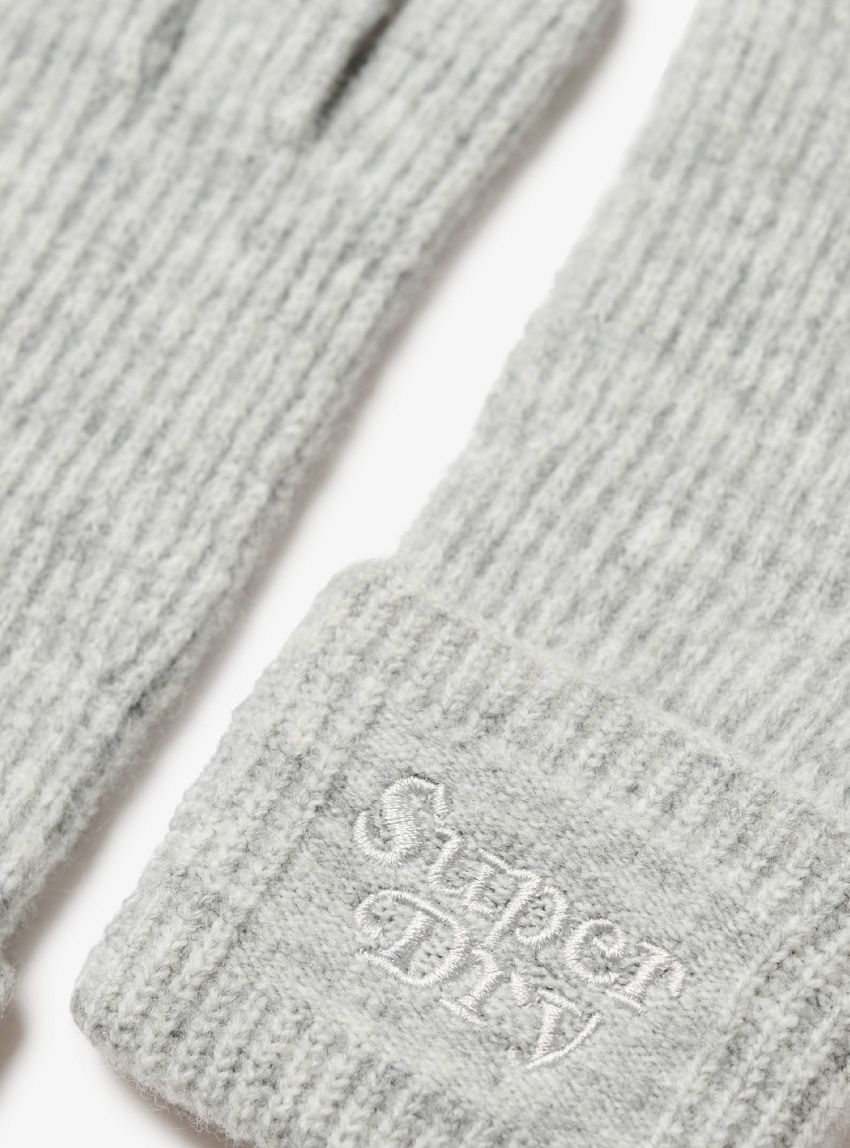 Superdry Soft Rib Knit Gloves - Light Grey Melange