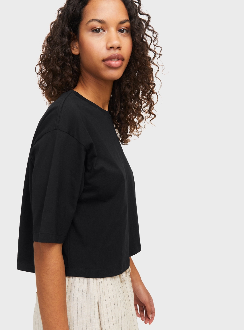 JJXX Andrea Loose Cropped Tee - Black