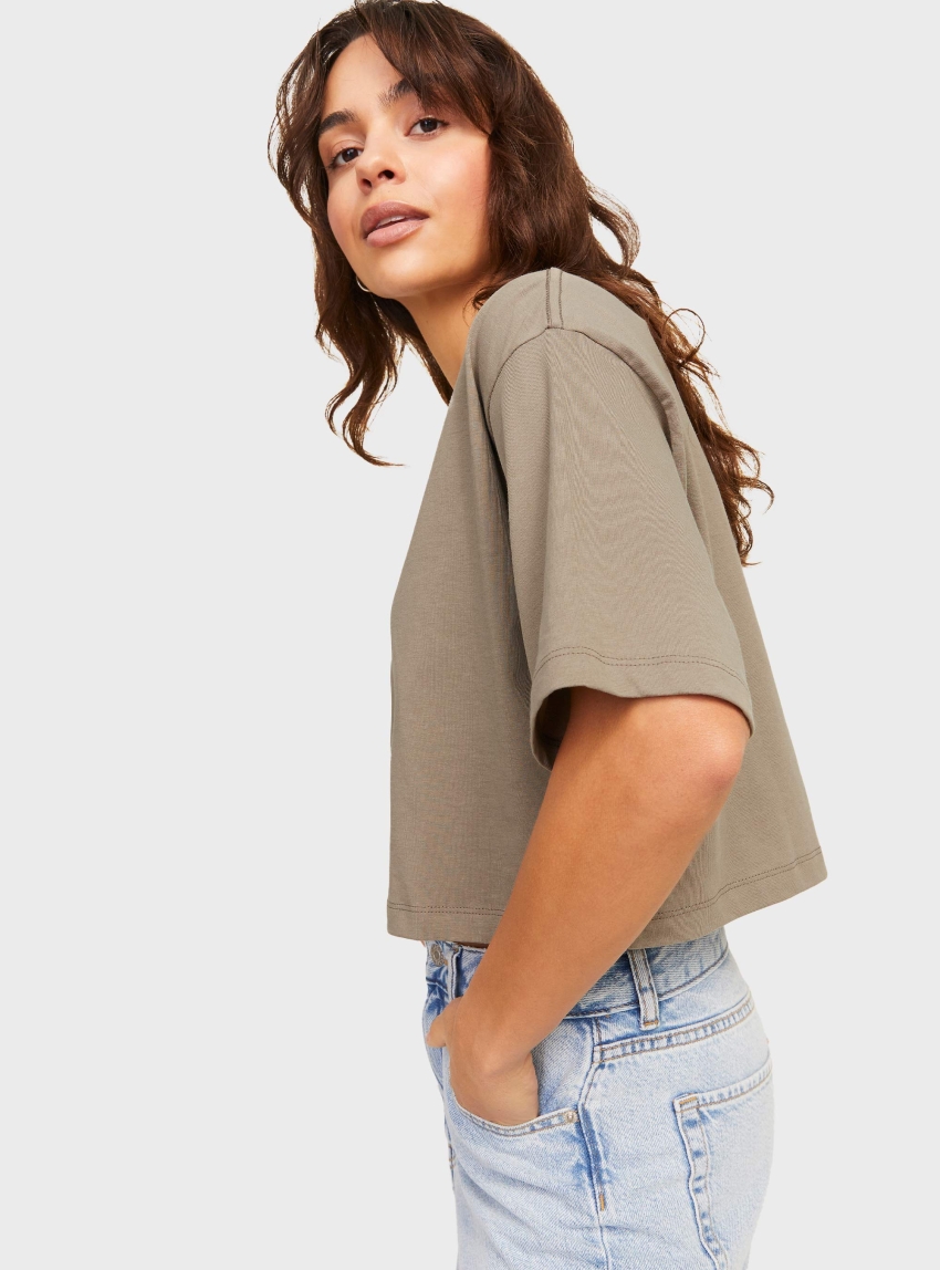 JJXX Andrea Loose Cropped Tee - Beige