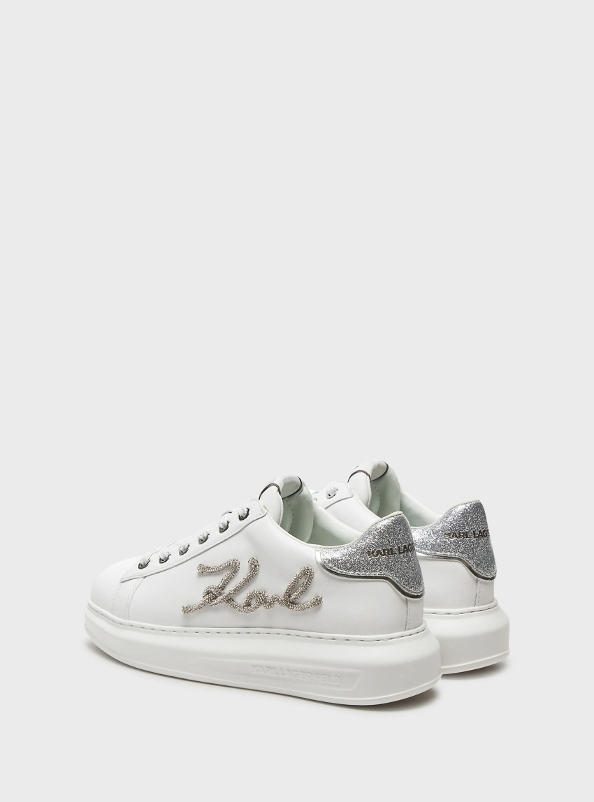 Karl Lagerfeld Kapri Signia Rhinestone Low Top Sneakers - White