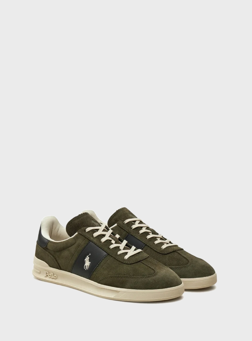 Polo Ralph Lauren Heritage Aera Suede Trainers - Olive