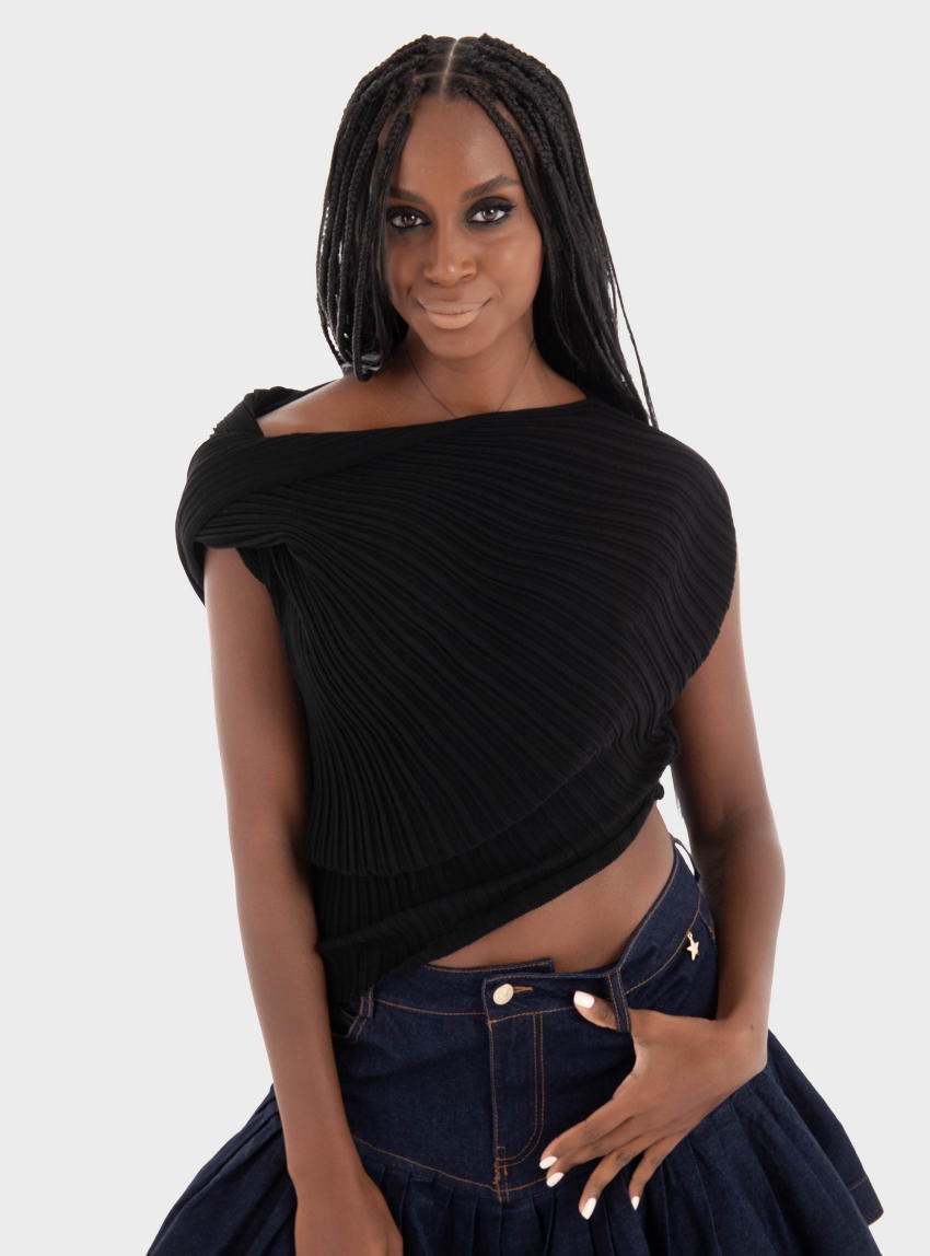 Ioanna Kourbela 'Seashells' Draped Top - Black