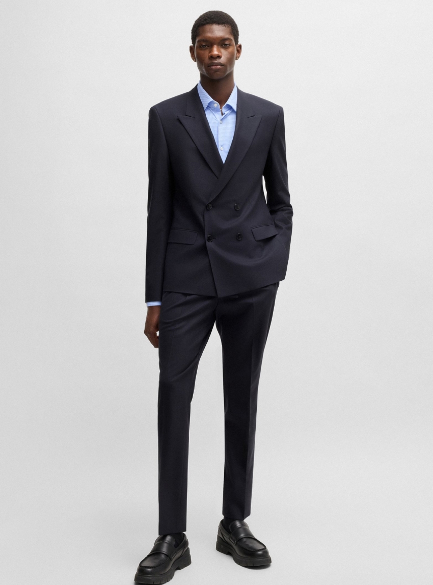 HUGO Slim Fit Double Breasted Blazer Henry244F1X - Dark Blue