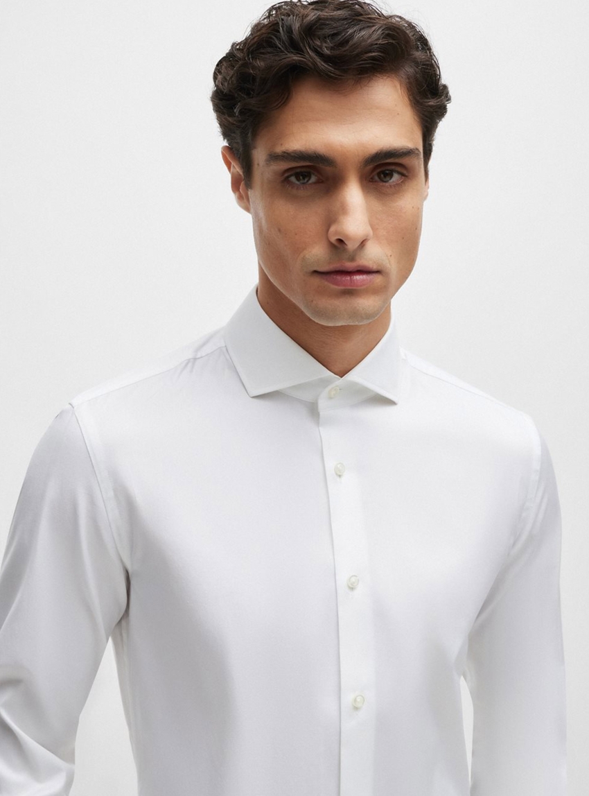 BOSS Slim Fit Double Cuffs Shirt H-HANK-spread-DC-214 - White