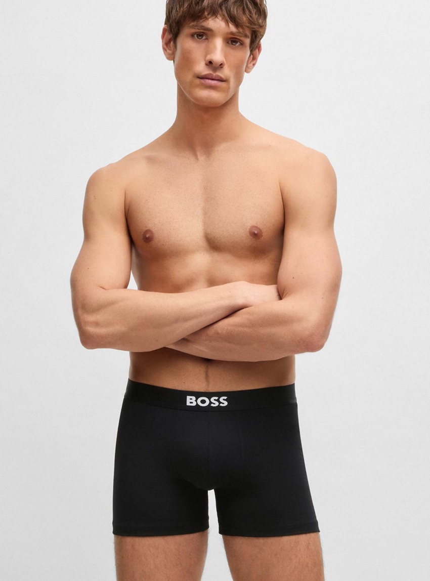 BOSS Three-Pack Logo-Waistband Boxer Briefs BoxerBr 3P BOSS ONE - Black