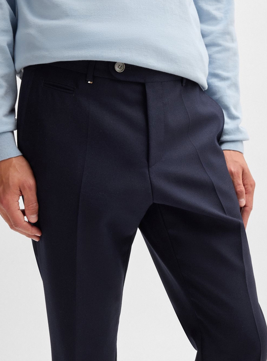 BOSS Slim-Fit Patterned Trousers C-Genius-243 - Dark Blue