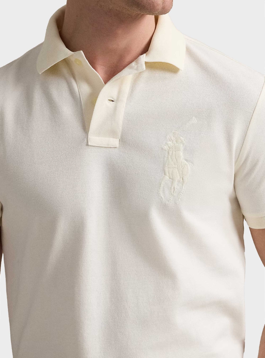 Polo Ralph Lauren Custom Slim Fit Big Pony Mesh Polo Shirt - Cream