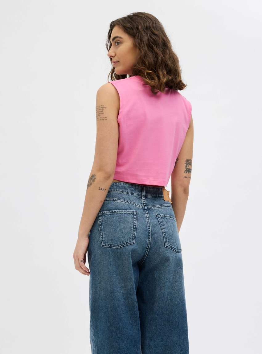 JJXX Alvira Slim Crop Every Tee - Hot Pink