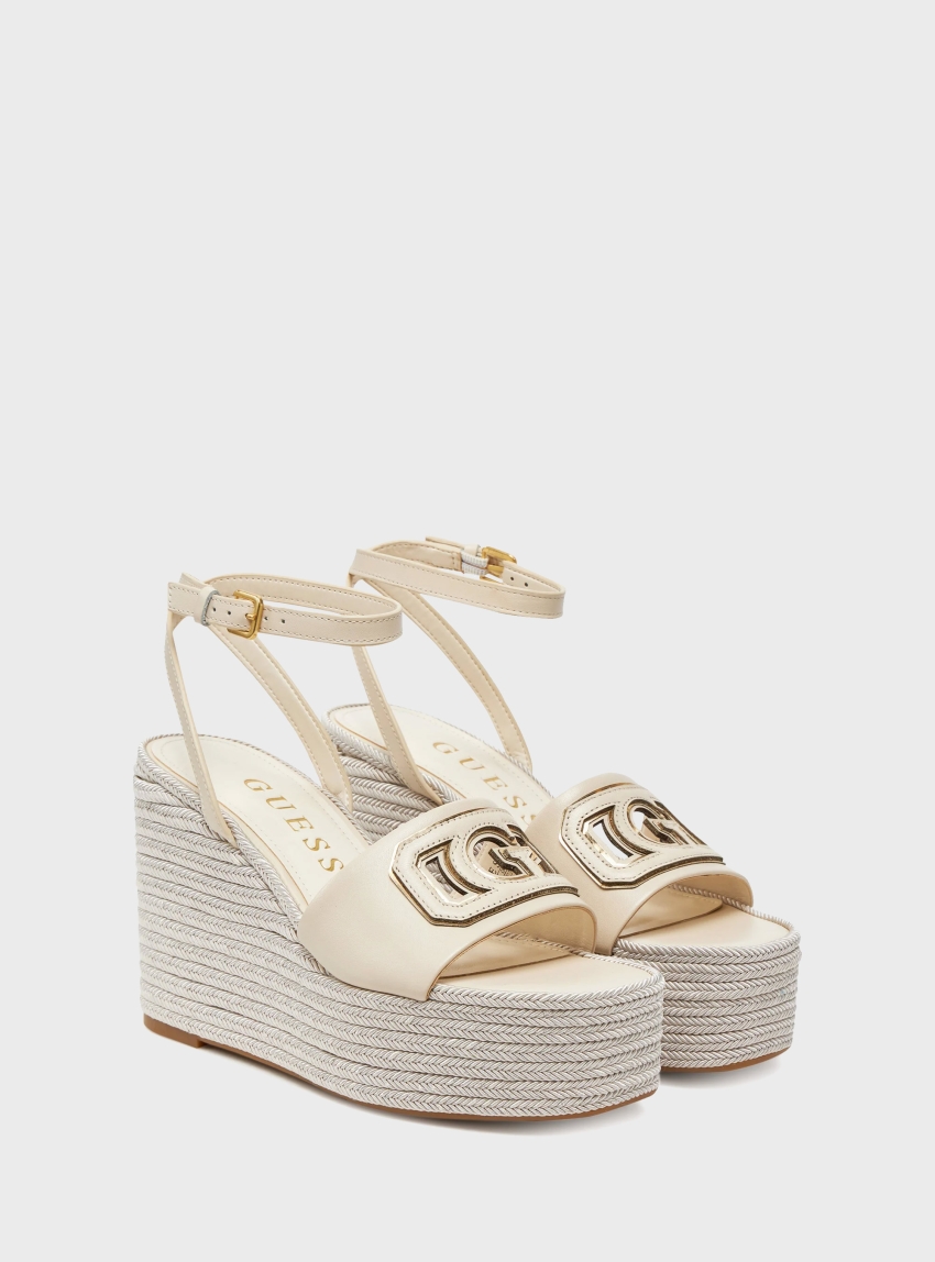 Guess Tanvee Leather Blend Sandals - Cream