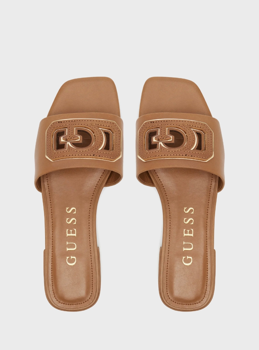 Guess Tarisha Leather Blend Sandals - Rust
