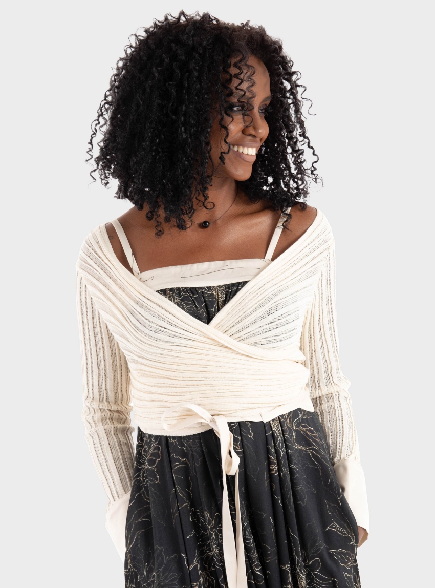 Ioanna Kourbela " TheTime Is Now" Cardigan  - Ecru