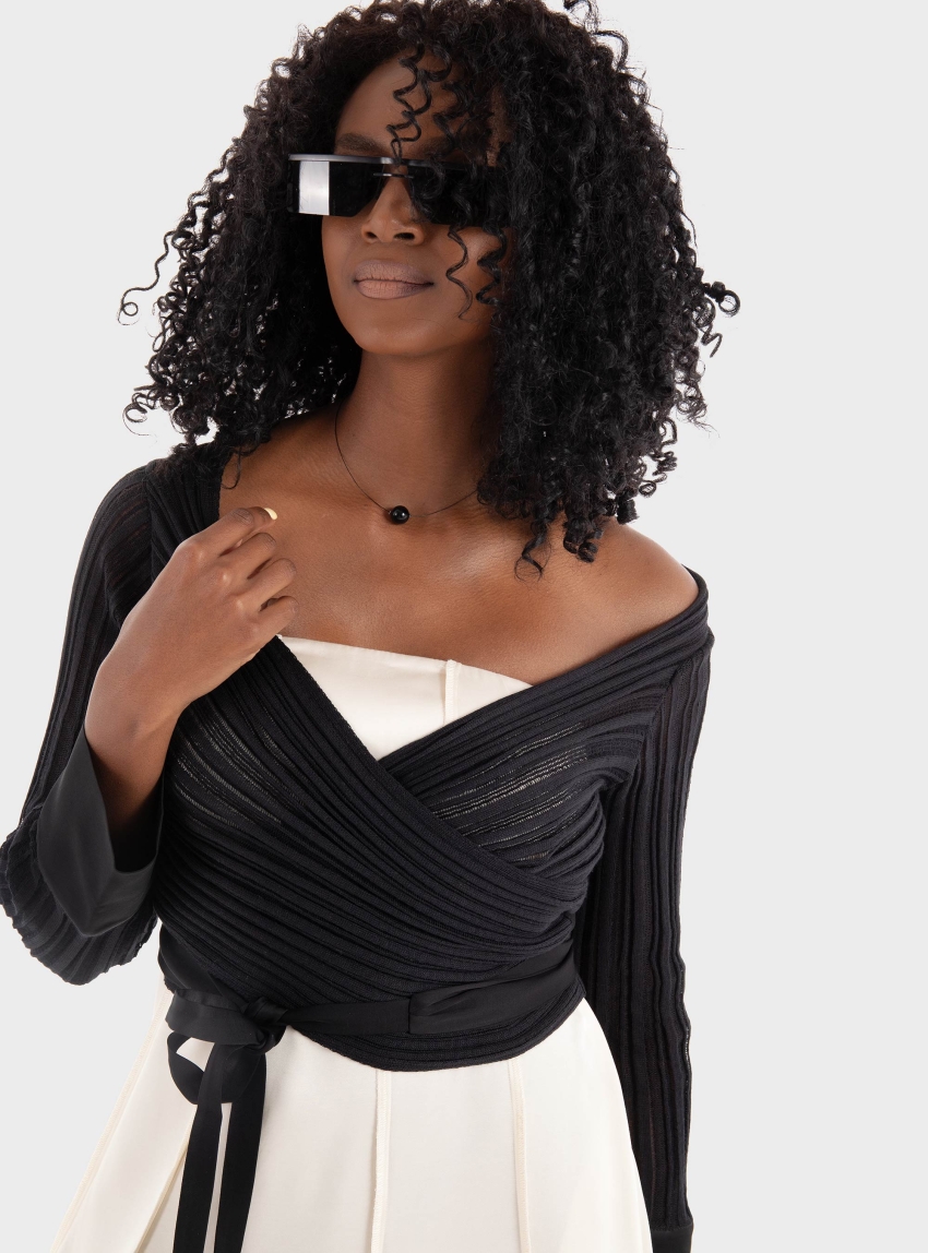 Ioanna Kourbela " TheTime Is Now" Cardigan  - Black