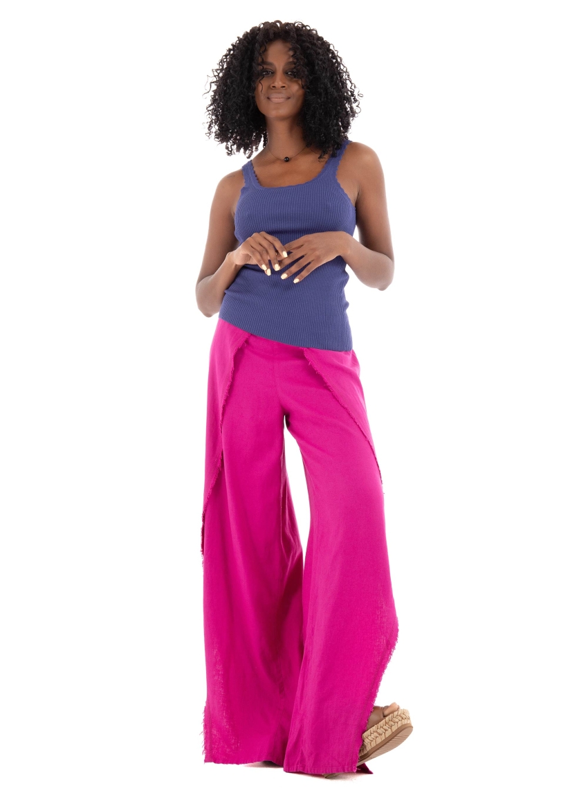 Ioanna Kourbela Fringed Linen' Trousers - Magenta