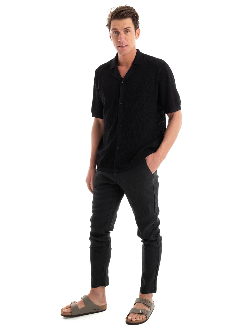 Gianni Lupo Linen Pants - Black