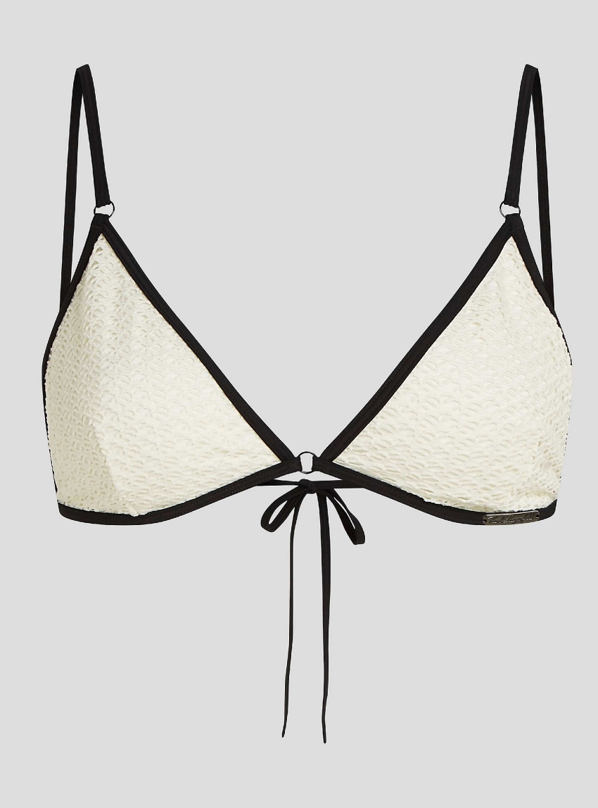 Karl Lagerfeld Crochet Triangle Bikini Top - Cream