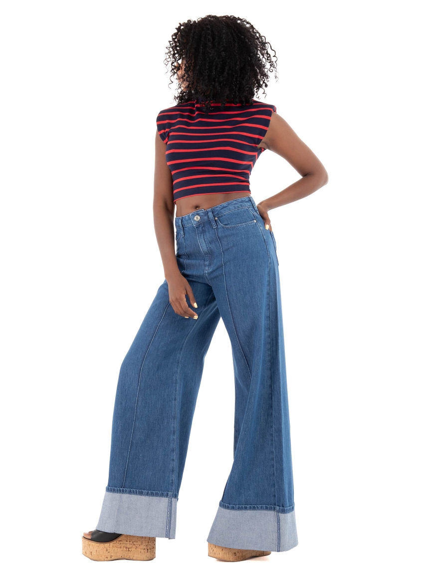 Ioanna Kourbela Sea Anchop' Crop Top - Blue