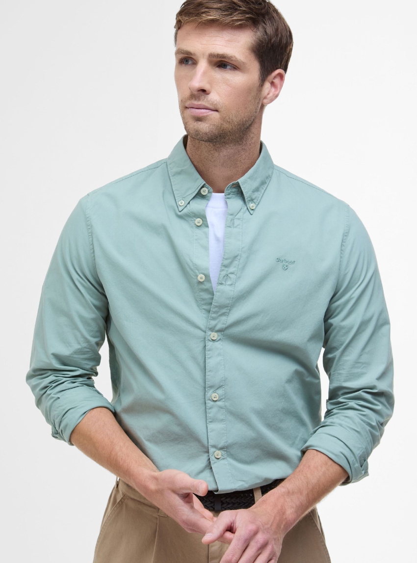 Barbour Garment Dyed Tailored Long-Sleeved Shirt - Light Aquamarine