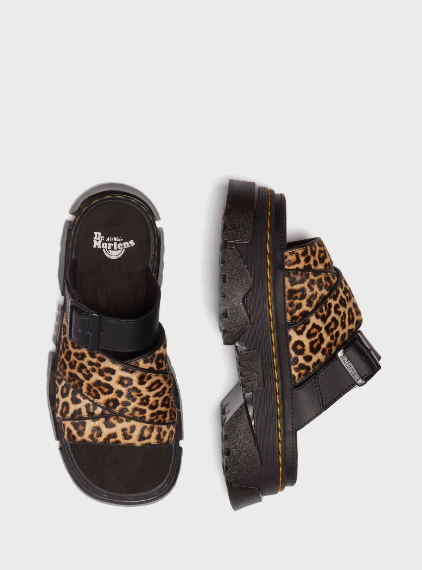 Dr Martens Mattison Leopard Slide Sandals - Leopard Print
