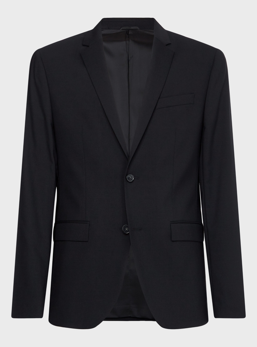 Calvin Klein Stretch Wool Slim Fit Blazer - Black