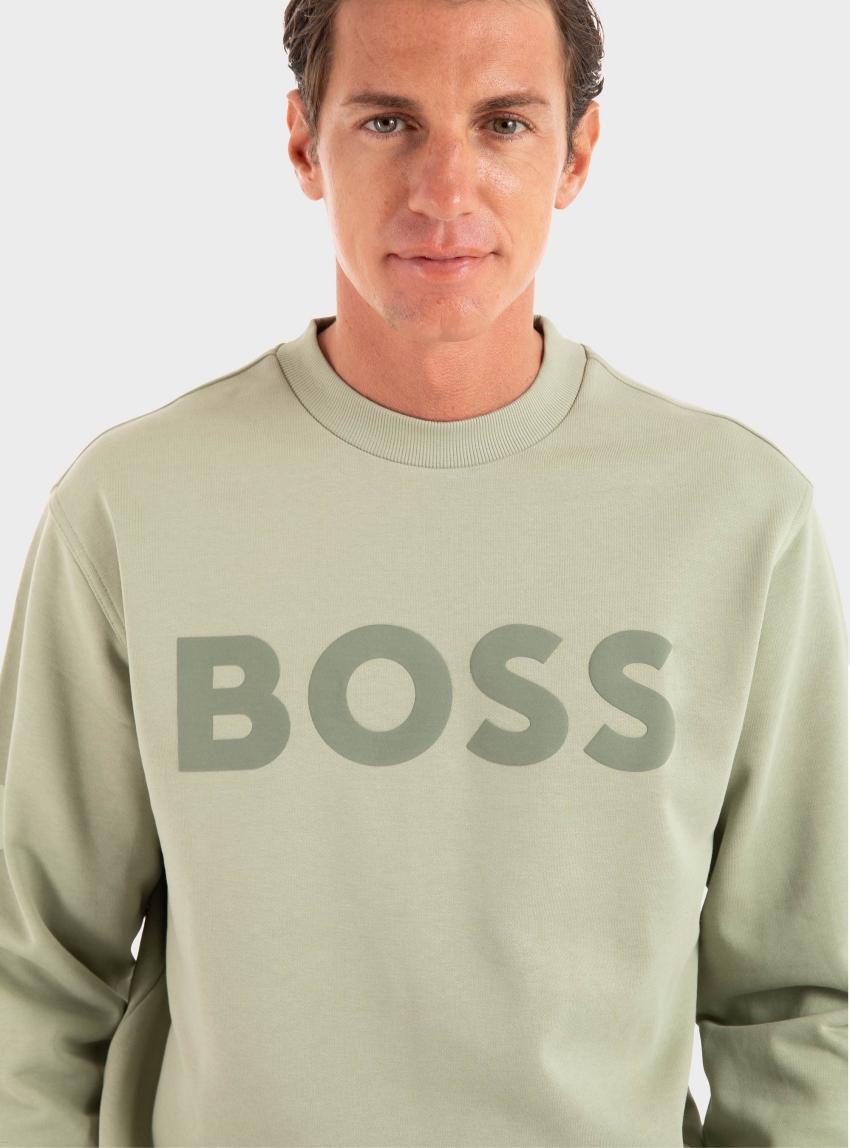 BOSS French Terry Sweater WeBasicCrew - Dark Olive Green