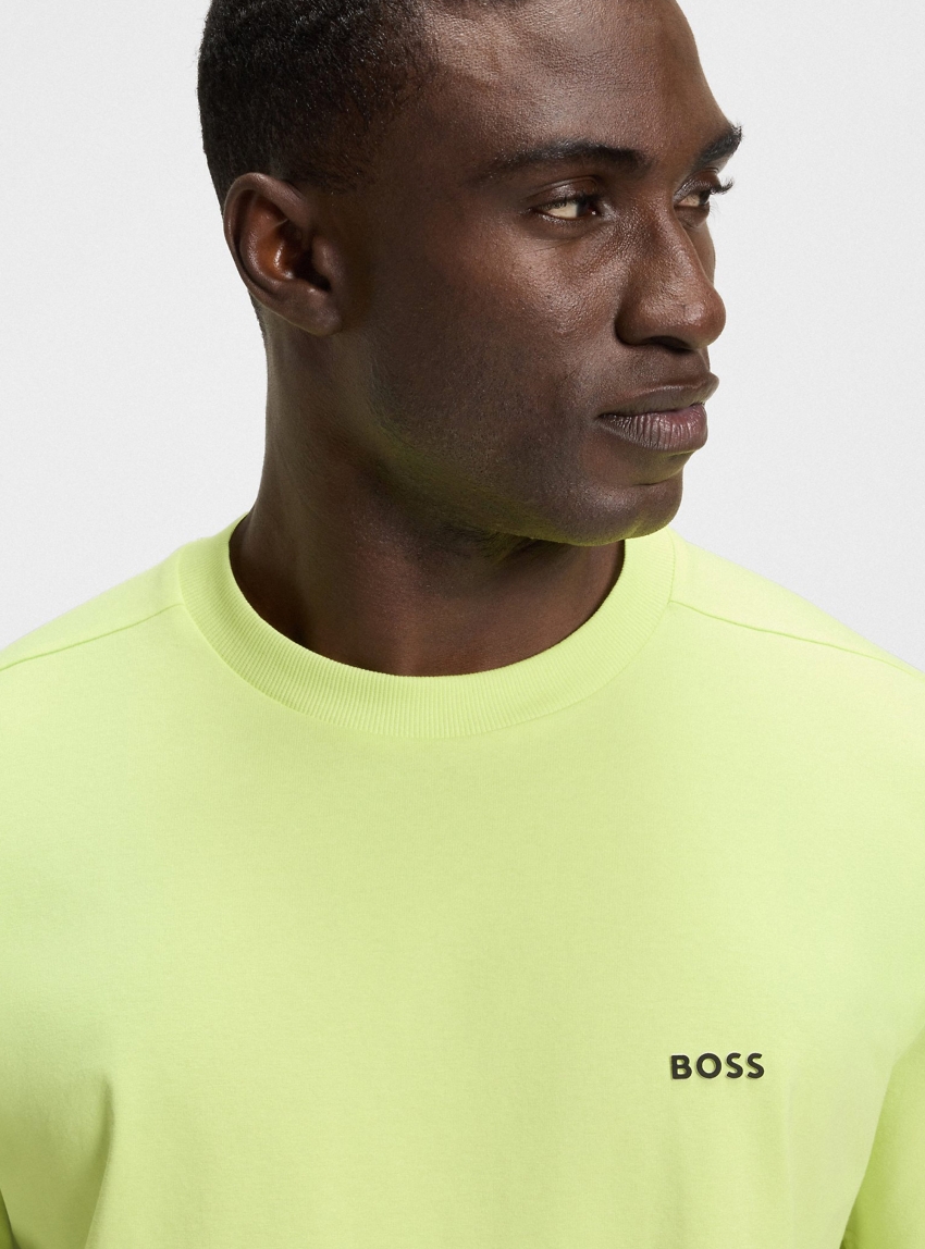 BOSS Regular Fit Contrast Logo T-Shirt Tee - Lime