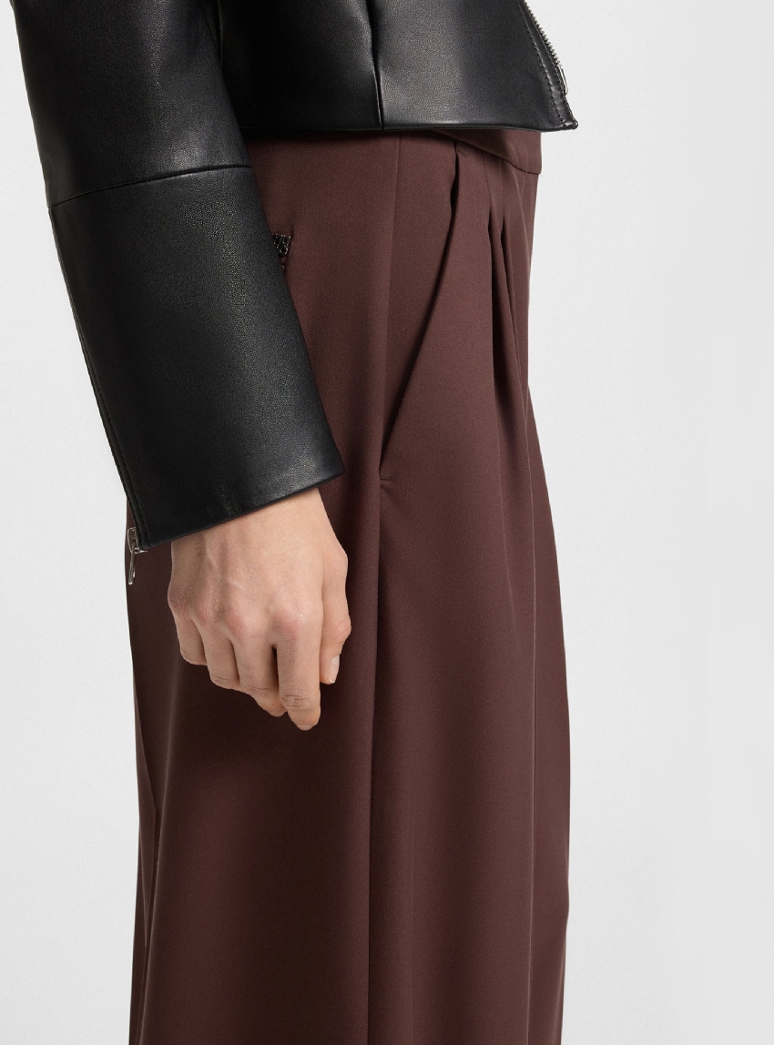 HUGO Relaxed-Fit Trousers In Stretch Fabric With Twin Pleats  Horesa - Brown